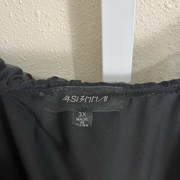 Anthropologie 4SI3NNA Chantria Polka Dot Tie Front Top Plus Size 3X Black - Picture 5 of 6